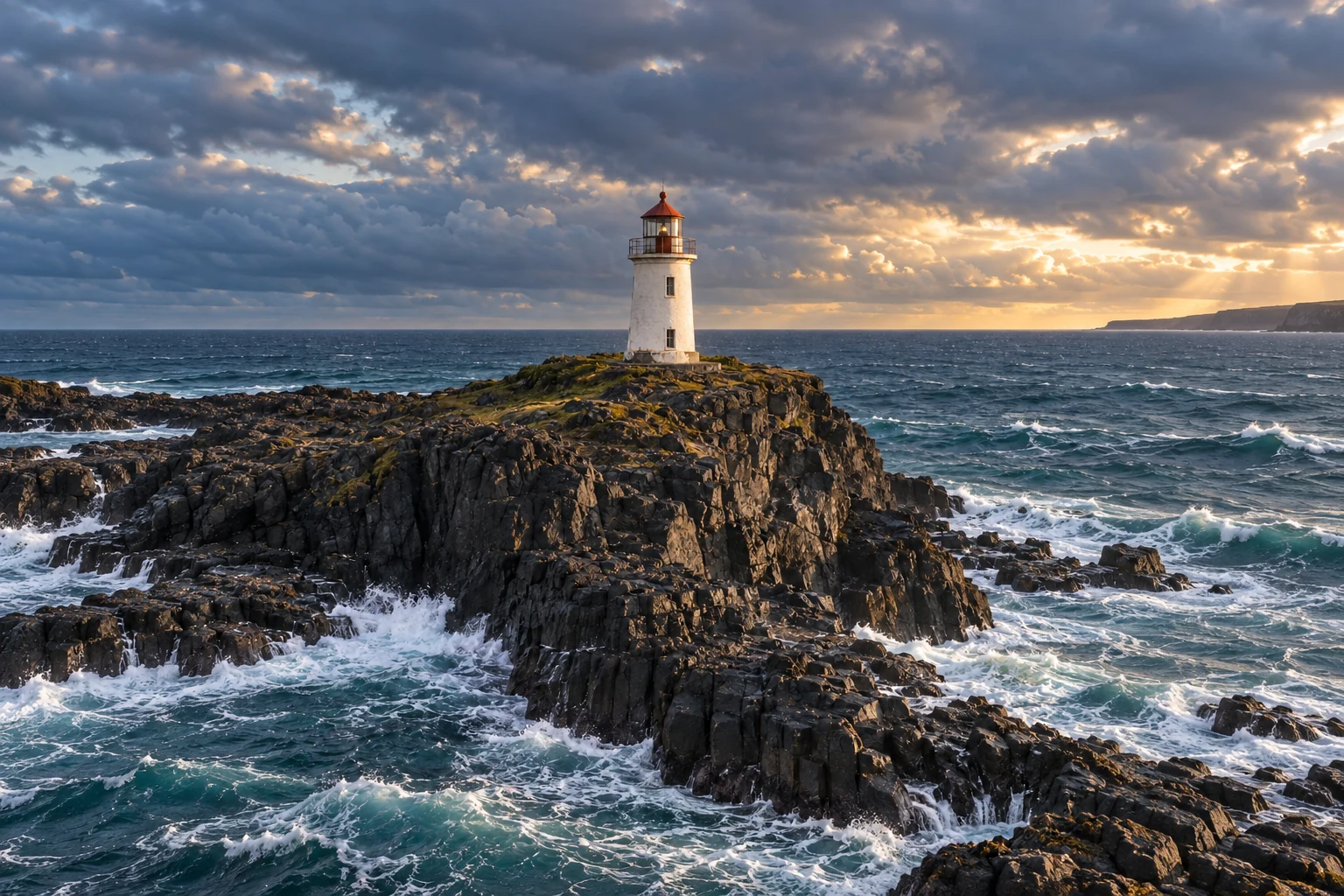 Wide coastal lighthouse scene seamlessly outpainted with AI Image Editor
